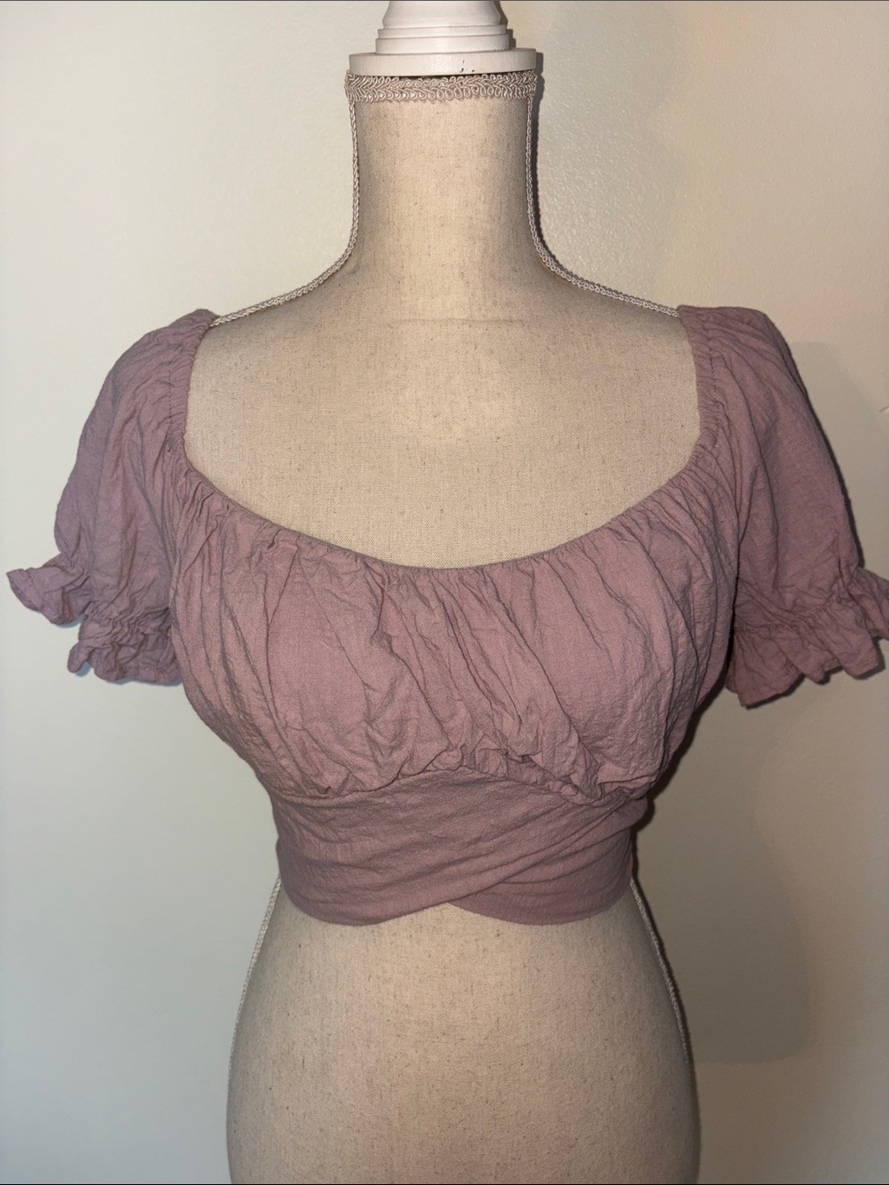 Petal & Pup Dusty Mauve Puff Sleeve Crop Top